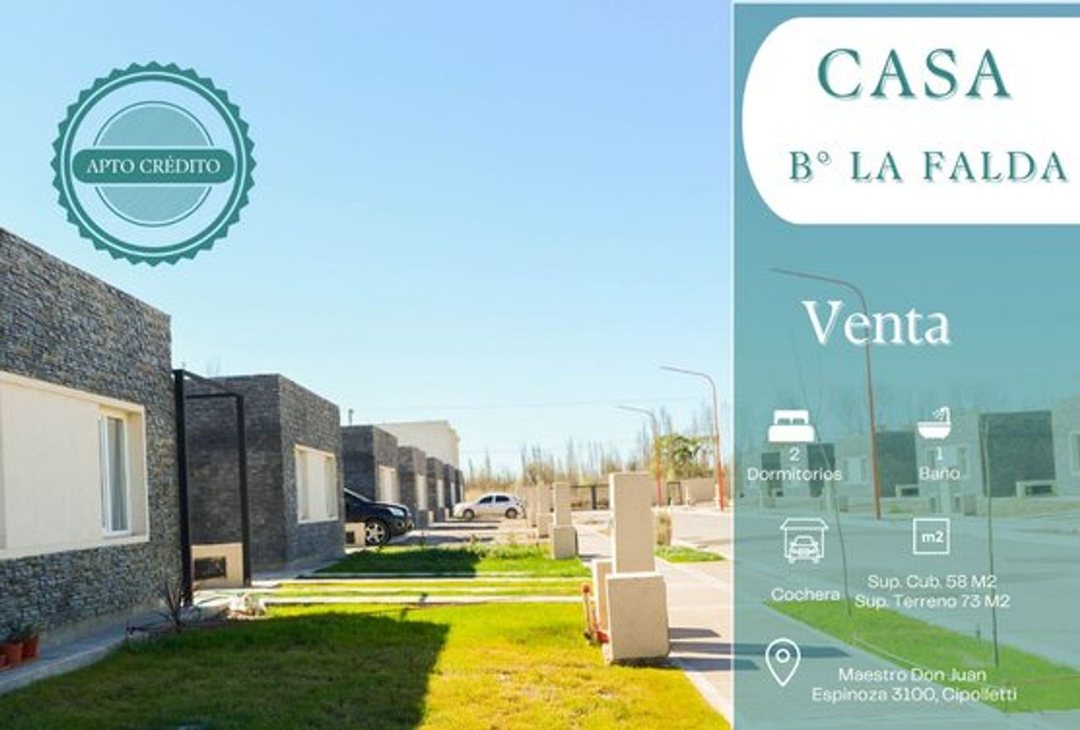 VENTA CASA 2 DORM LA FALDA CIPOLLETTI APTO CREDITO