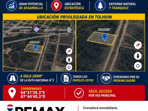 Terreno en Venta en Tolhuin, Tierra del Fuego