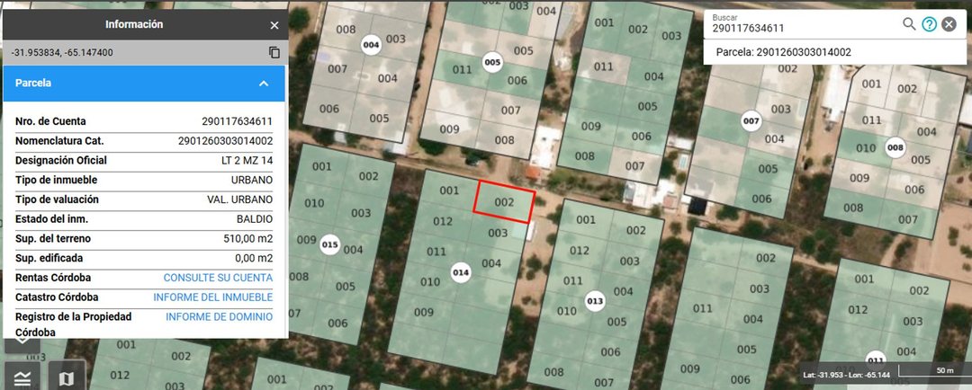 Venta de Lote 510m2 esquina Villa Dolores