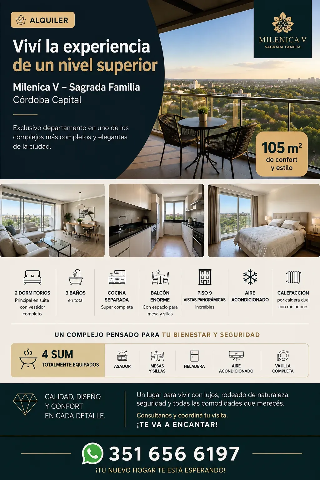 Alq. Dpto. 2 dor. en Milenica V Sagrada Familia - Calidad