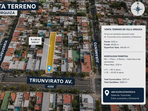 Terreno en Venta en Villa Urquiza, CABA