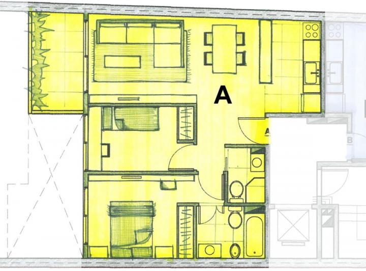 Departamento · 54m² · 3 Ambientes · 1 Cochera