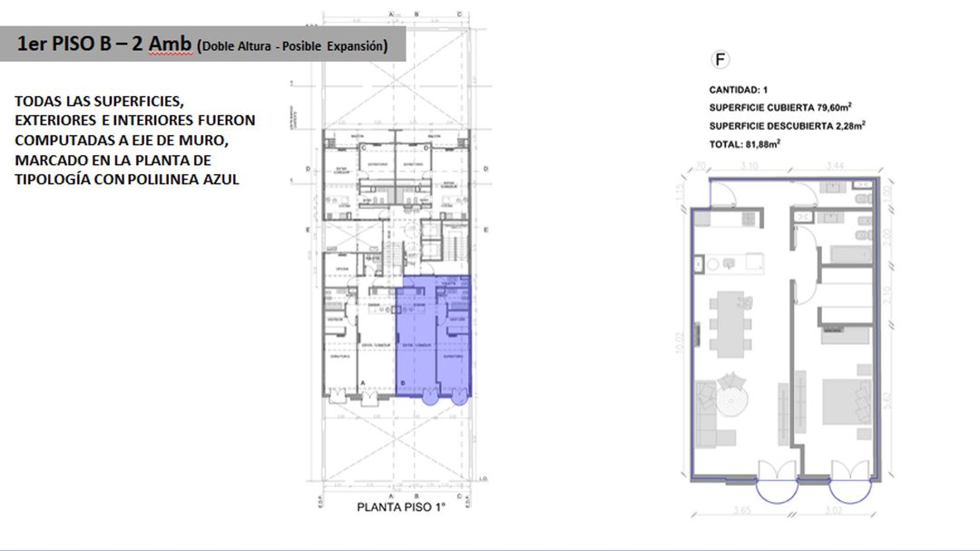 Venta 2 ambientes Belgrano, en construcción.