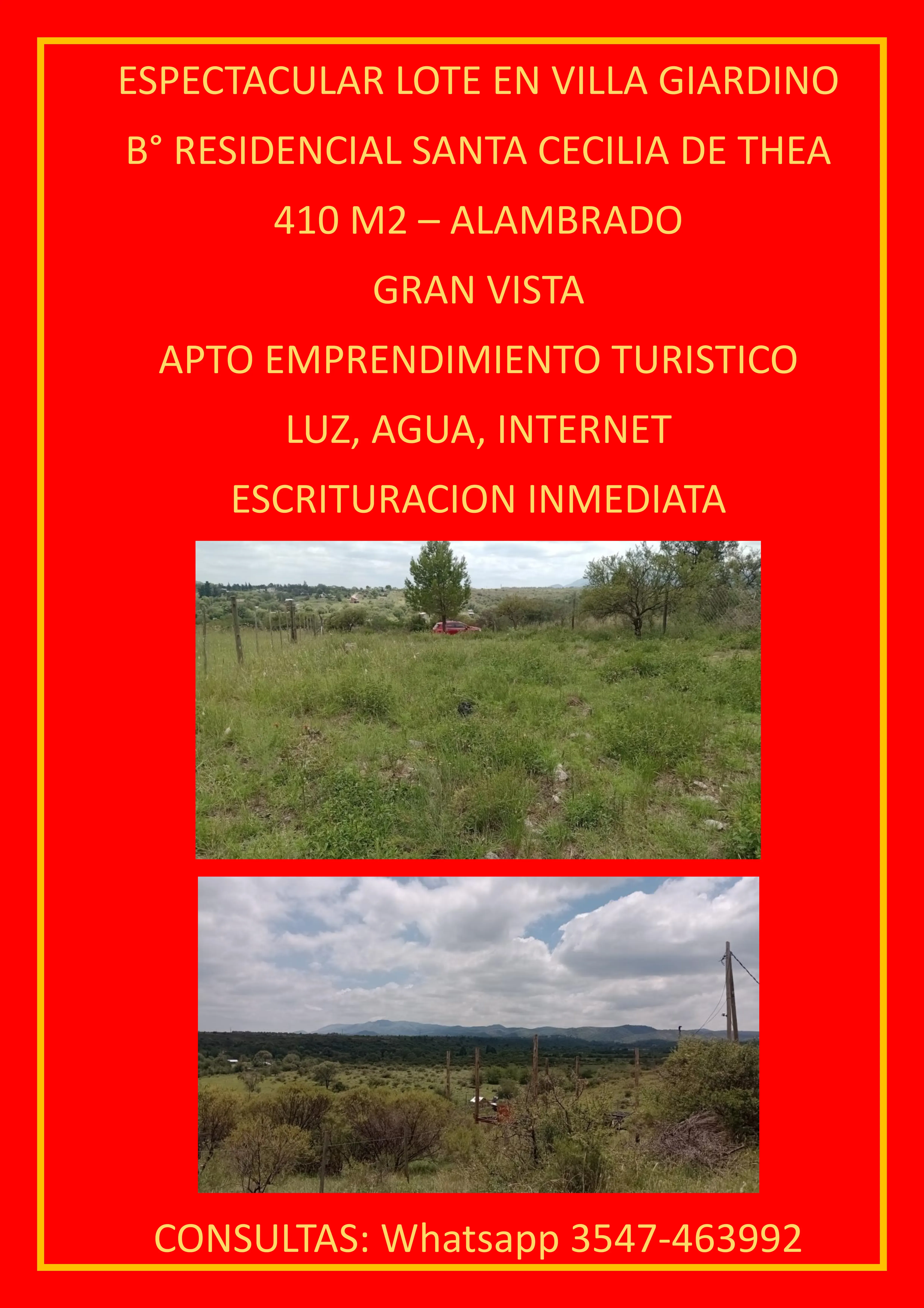 HERMOSO LOTE EN VILLA GIARDINO, CORDOBA