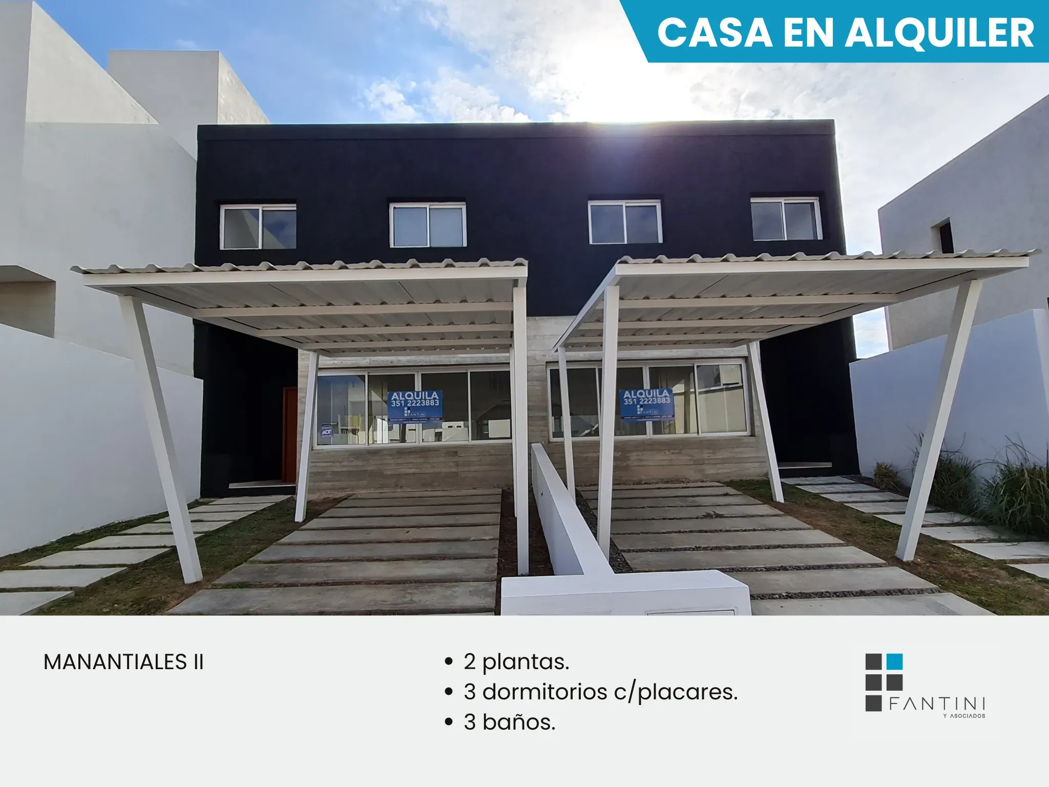 Casa en Alquiler - 3 dormitorios - 3 baños- Manantiales