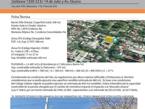 Terreno en Venta en Villa Ortuzar, CABA