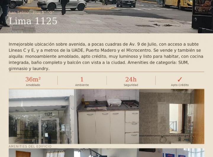 Departamento · 36m² · 1 Ambiente