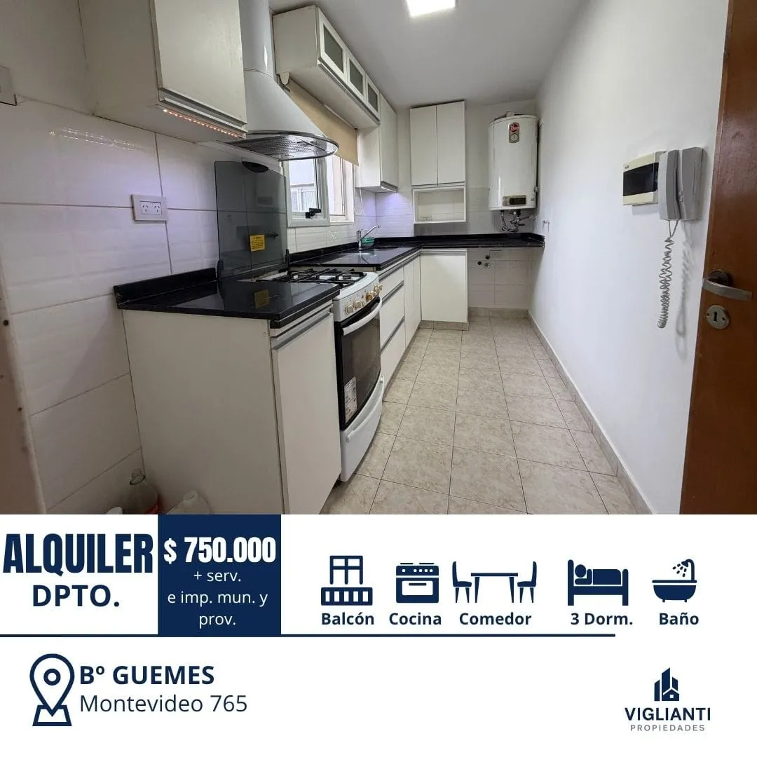 ALQUILER DEPARTAMENTO- 3 dorm./ GUEMES