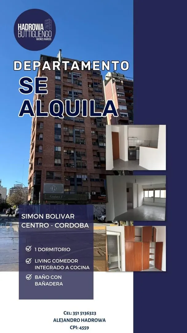 Departamento en alquiler 1 dormitorio en Centro