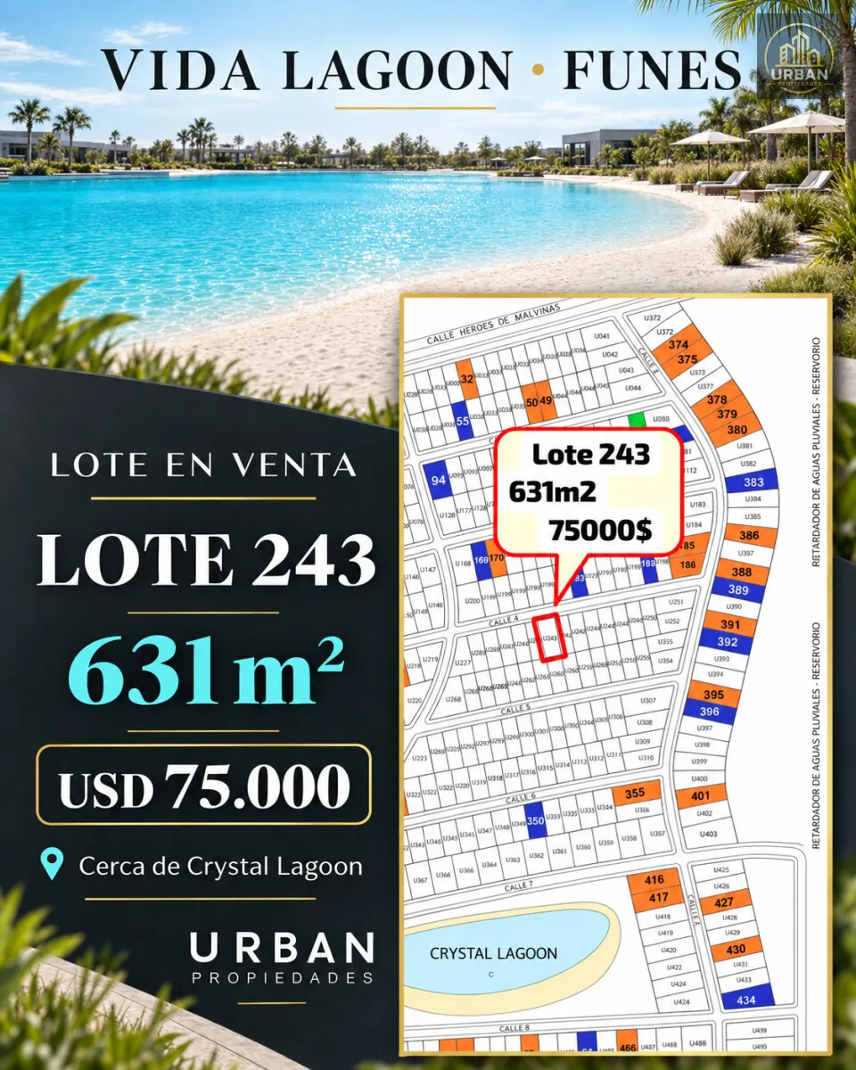 Venta Lote en Barrio Vida Crystal Lagoon, Funes