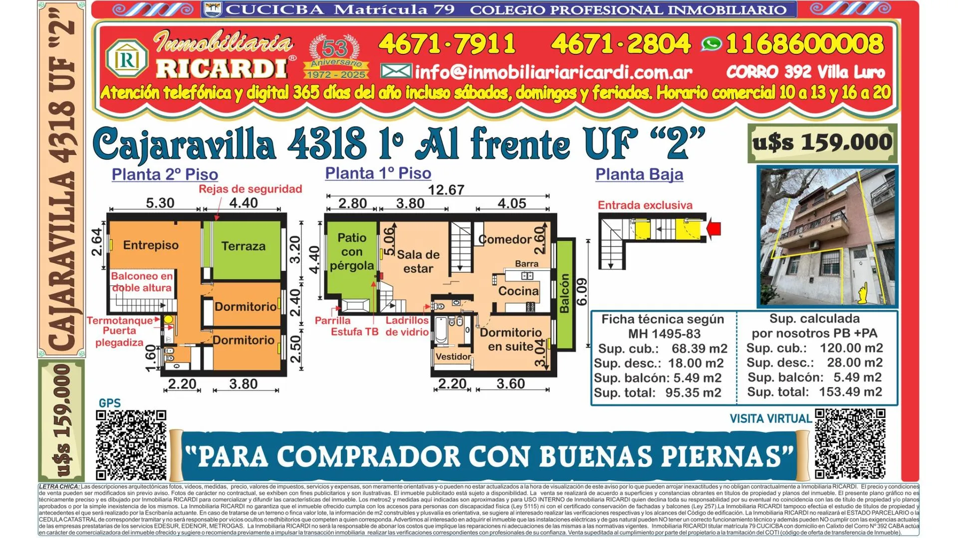 PARA COMPRADOR CON BUENAS PIERNAS - PH 1º piso entrada exc.