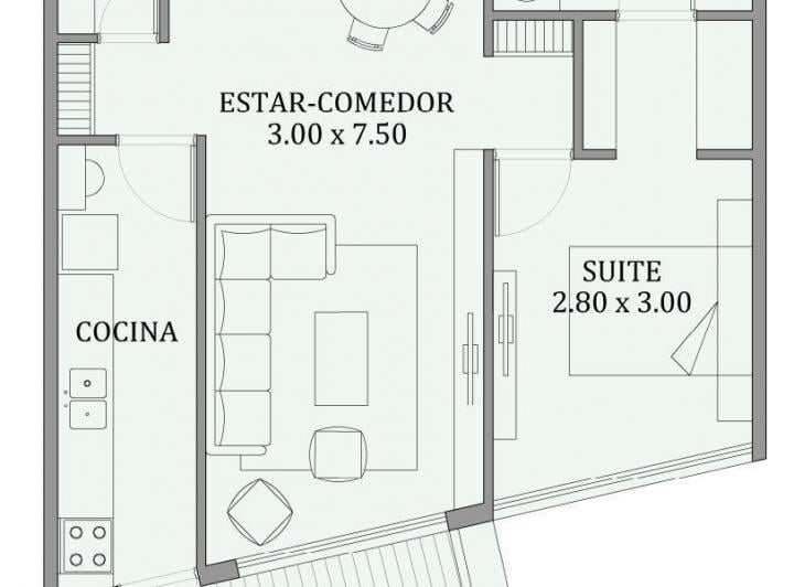 Departamento · 52m² · 2 Ambientes · 1 Cochera