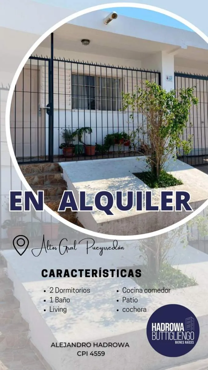 Casa en Alquiler 2 dormitorios en Barrio General Pueyrredon