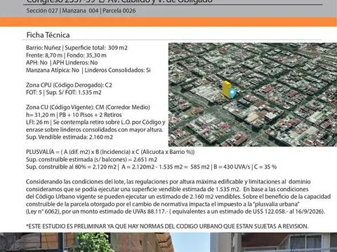 Terreno en Venta en Núñez, CABA