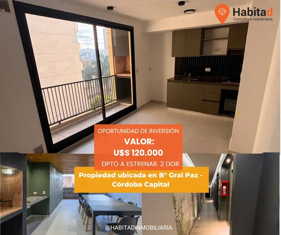 DEPARTAMENTO EN VENTA | EXCELENTE UBICACIÓN EN B° GRAL PAZ | 2 DORM A ESTRENAR