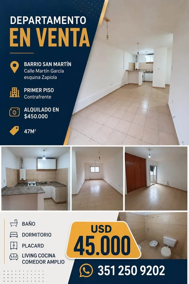 🏡 DEPARTAMENTO EN VENTA – BARRIO SAN MARTÍN 📍 Martín García esquina Zapiola