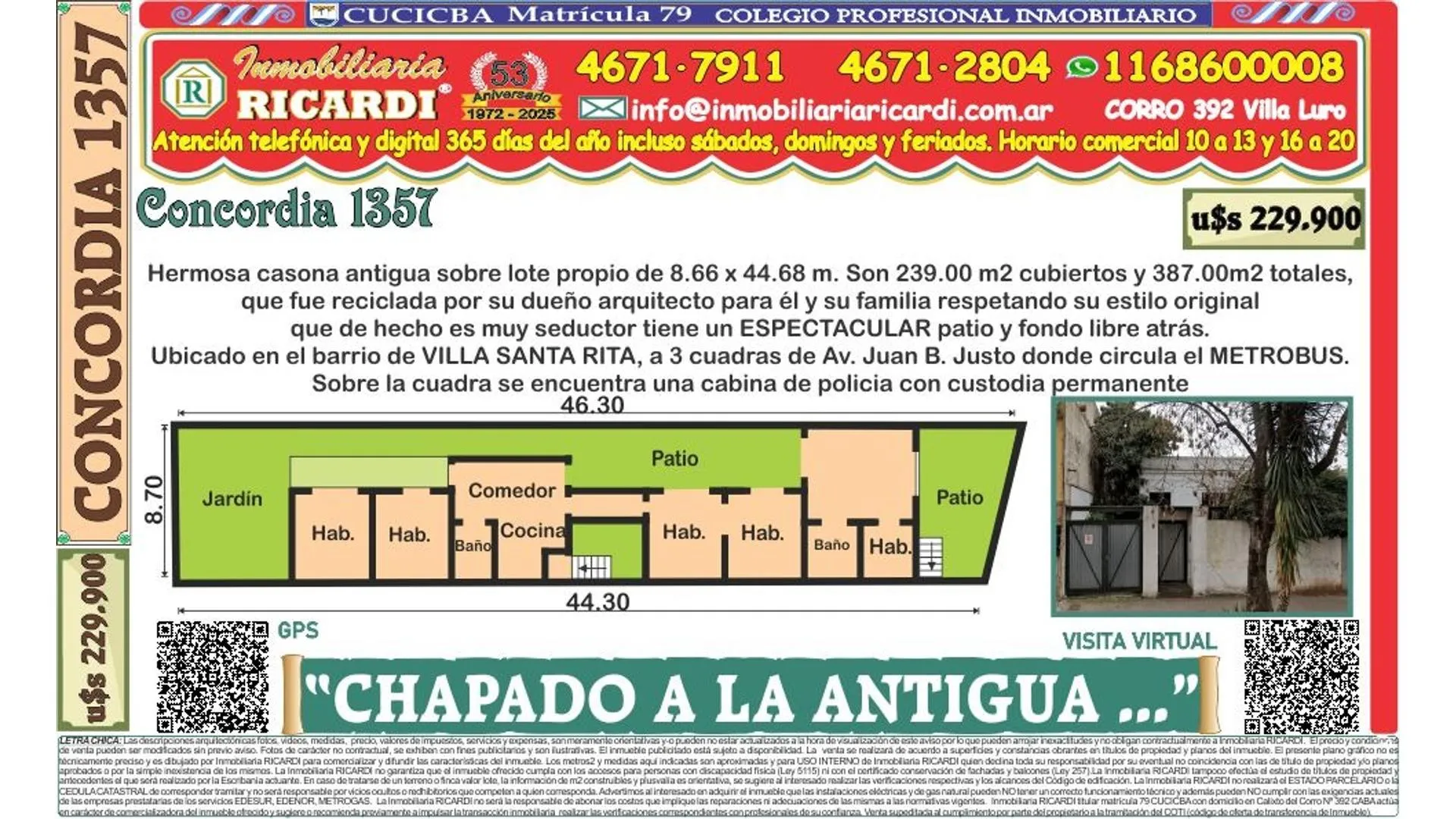 CHAPADO A LA ANTIGUA  pintoresca casa valor lote 8.66x44.68