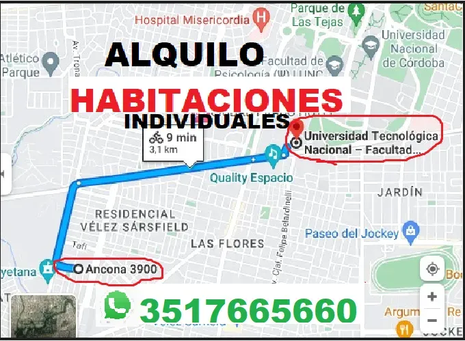Alquilo Habitaciones INDIVIDUALES Amobladas.BºAltos de V. Sarsfield