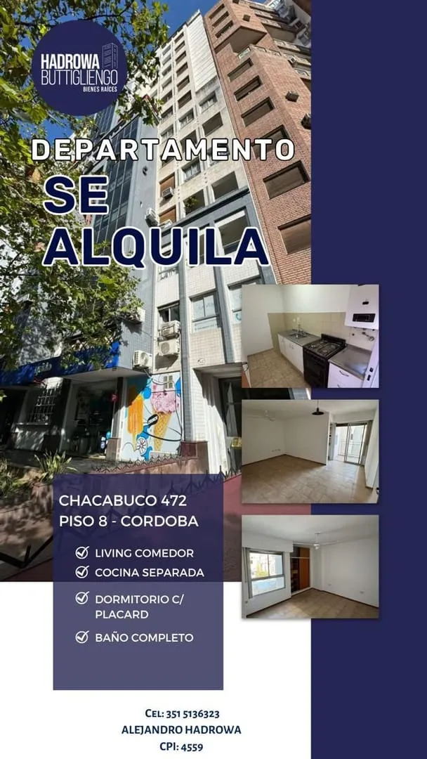 Departamento en alquiler de 1 dormitorio en Nueva Cordoba