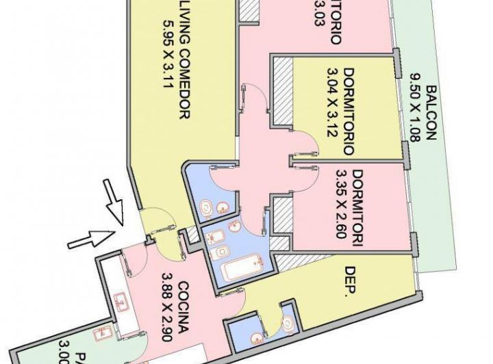 Departamento · 96m² · 5 Ambientes · 1 Cochera