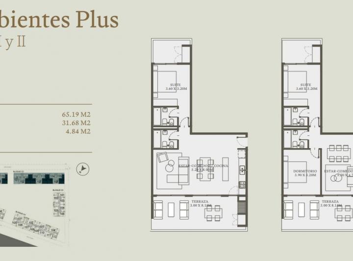 Departamento · 65m² · 2 Ambientes · 1 Cochera