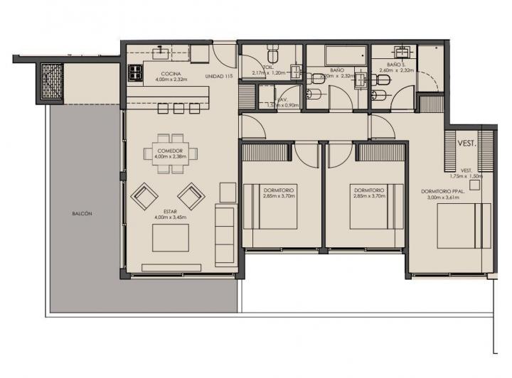 Departamento · 106m² · 4 Ambientes