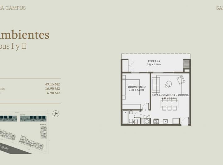 Departamento · 49m² · 2 Ambientes