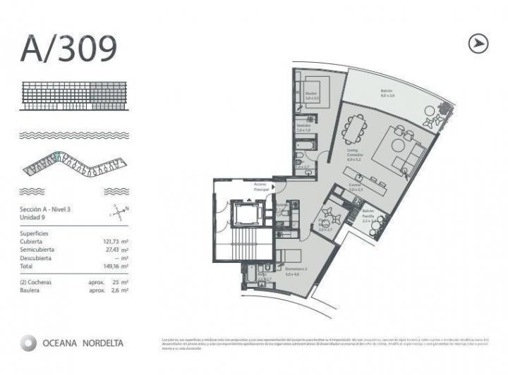 Departamento · 121m² · 3 Ambientes · 2 Cocheras