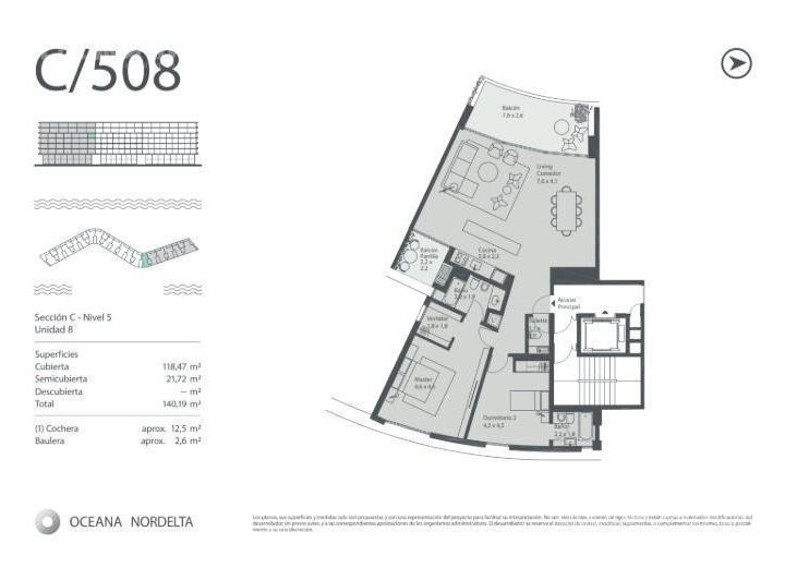 Departamento · 118m² · 3 Ambientes · 1 Cochera
