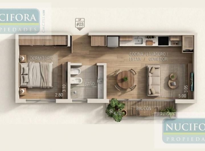 Departamento · 39m² · 2 Ambientes · 1 Cochera