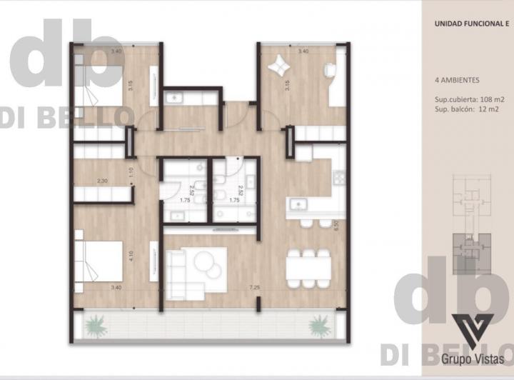 Departamento · 108m² · 4 Ambientes · 1 Cochera