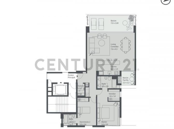 Departamento · 109m² · 3 Ambientes · 1 Cochera