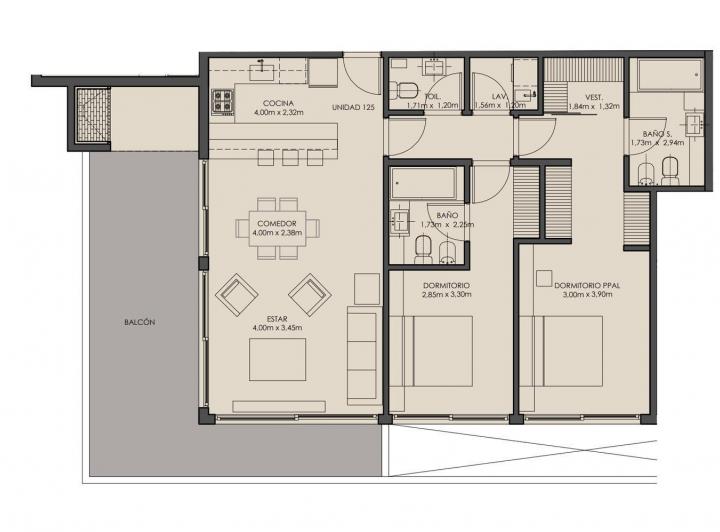 Departamento · 94m² · 3 Ambientes