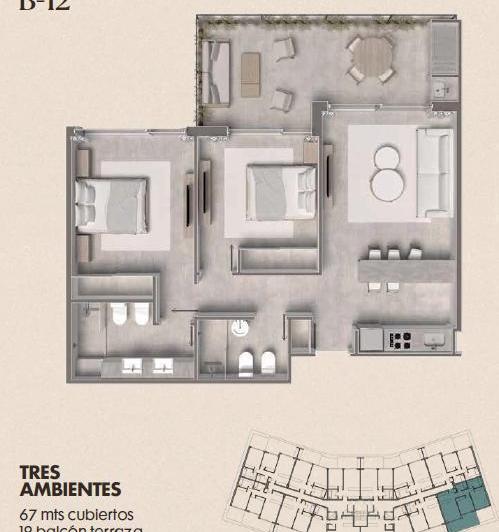 Departamento · 67m² · 3 Ambientes