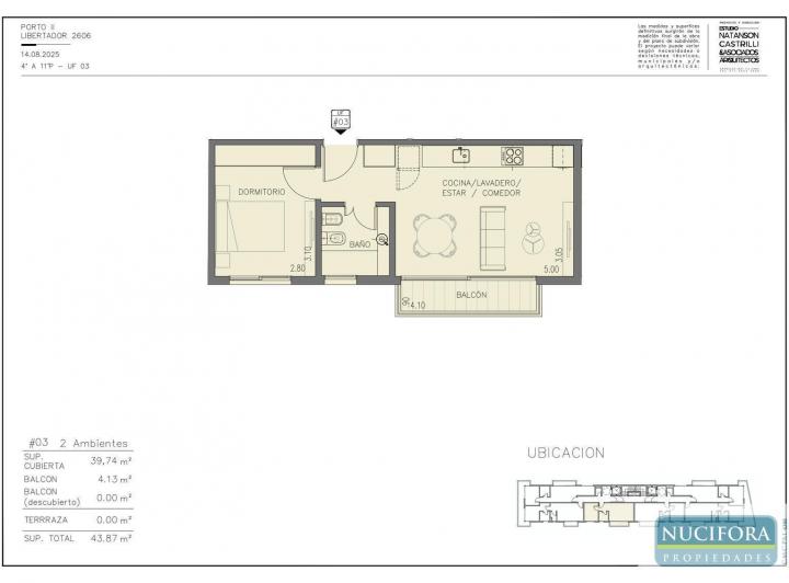 Departamento · 39m² · 2 Ambientes · 1 Cochera