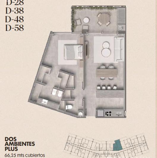 Departamento · 66m² · 2 Ambientes