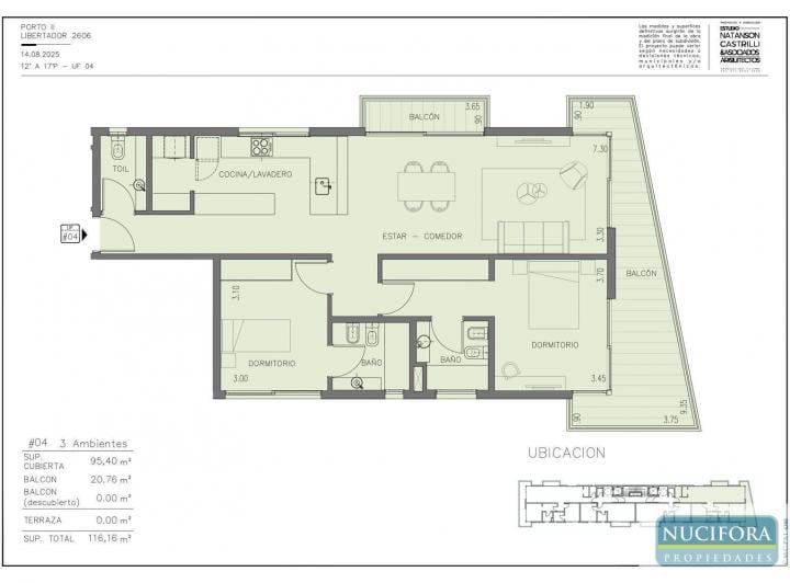Departamento · 45m² · 3 Ambientes · 1 Cochera