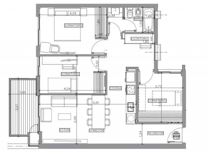 Departamento · 68m² · 4 Ambientes · 1 Cochera