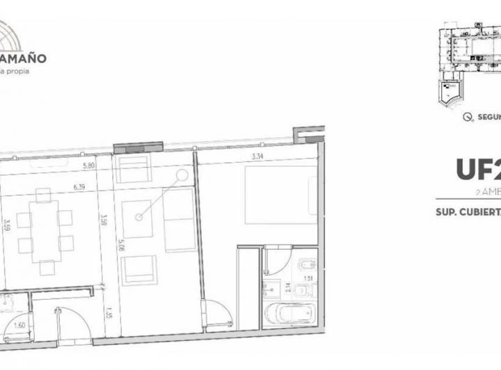Departamento · 50m² · 2 Ambientes · 1 Cochera