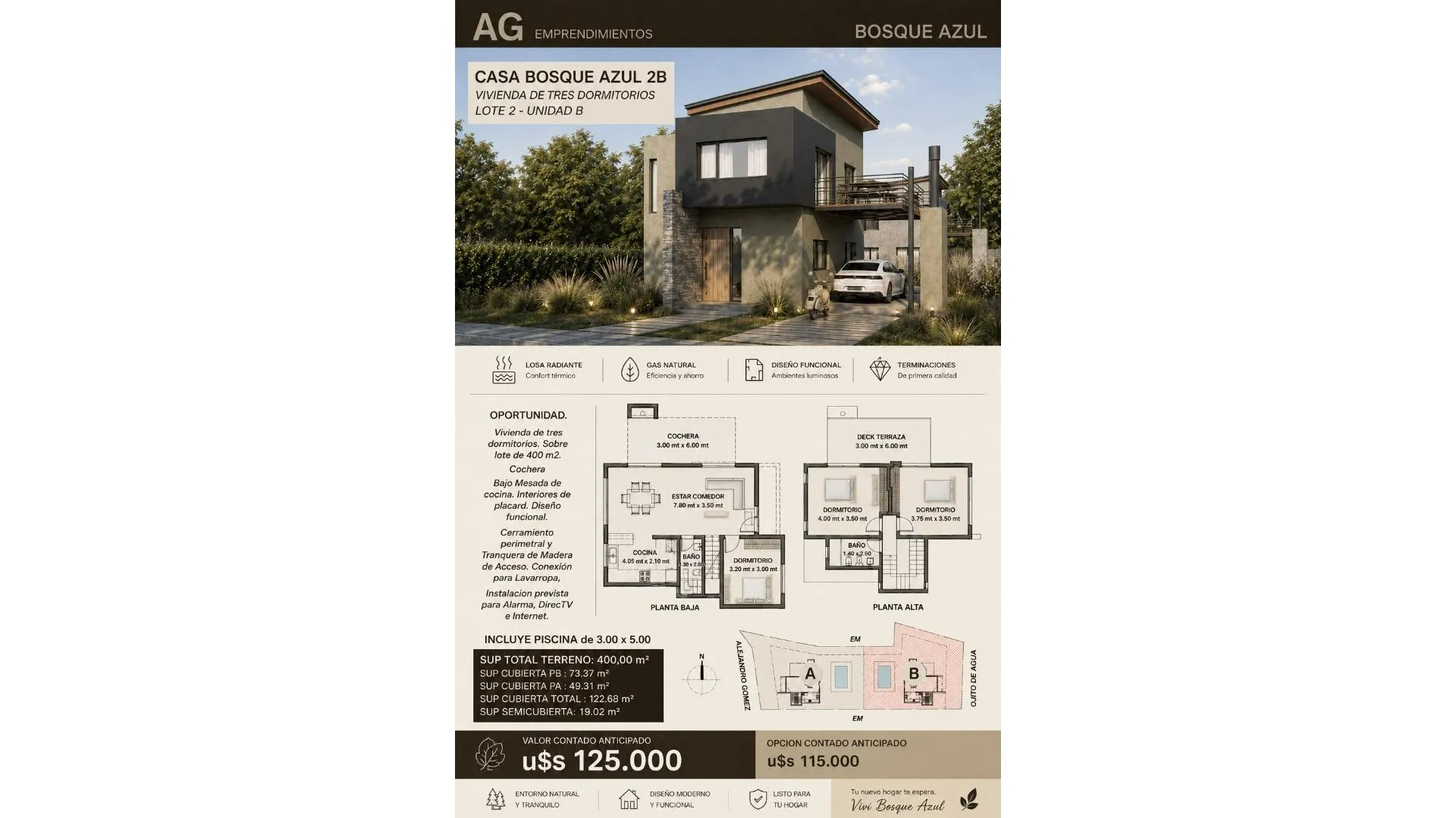Preventa 3 dorm pileta casa gas Merlo, San Luis