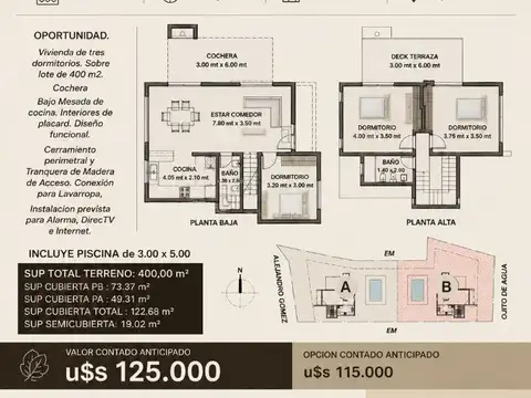 Preventa 3 dorm pileta casa gas merlo, san luis