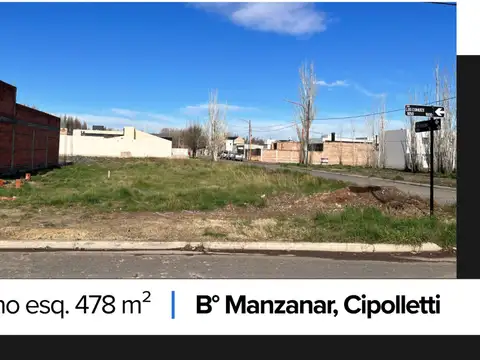 Terreno en esquina venta! b. manzanar cipolletti