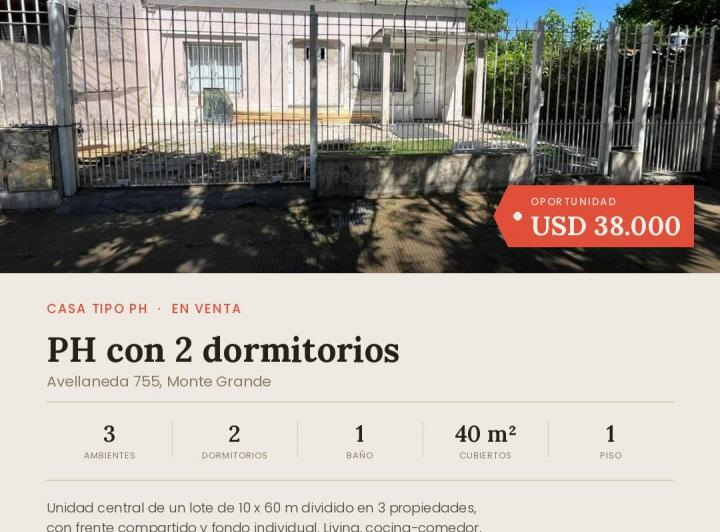 Casa · 40m² · 3 Ambientes