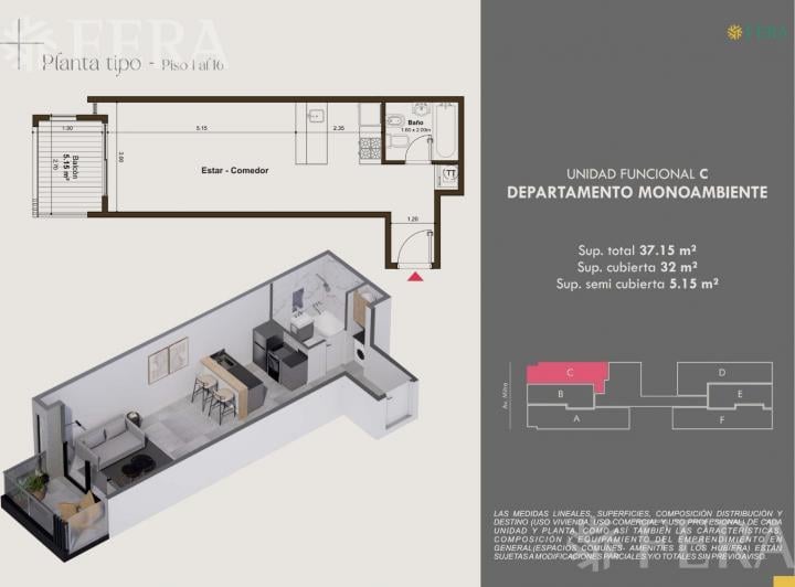 Departamento · 32m² · 1 Ambiente