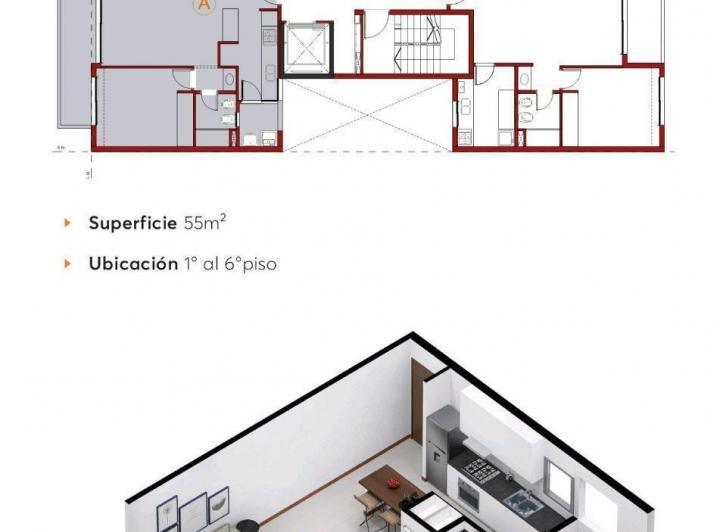 Departamento · 55m² · 2 Ambientes