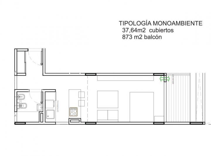 Departamento · 38m² · 1 Ambiente