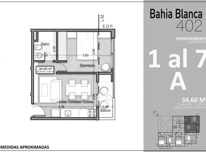 Departamento · 34m² · 2 Ambientes
