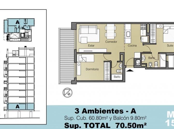 Departamento · 70m² · 3 Ambientes