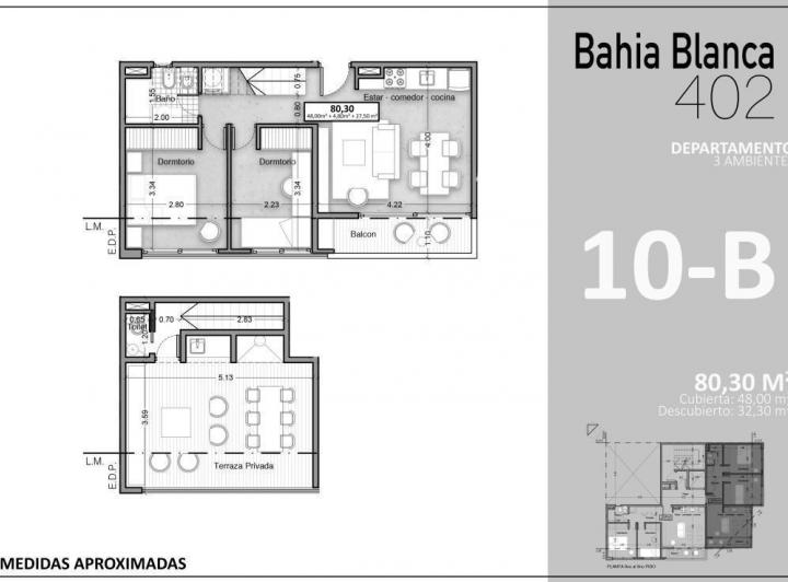 Departamento · 80m² · 3 Ambientes