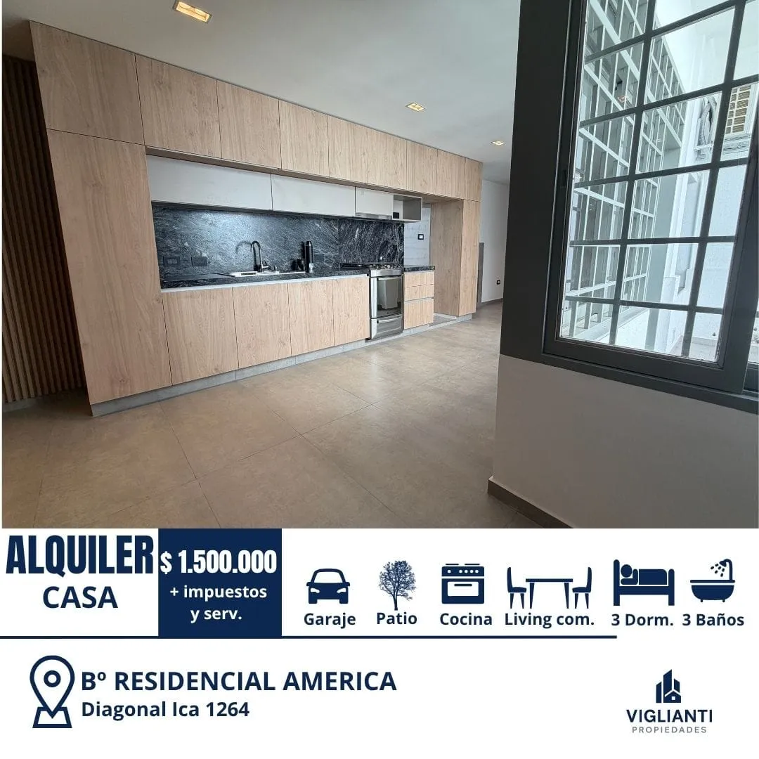 ALQUILER CASA- 3 dormitorios- Bº Residencial América